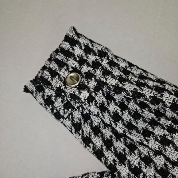NWT Nasty Gal Size Small Shacket Shirt Jacket Fringe Houndstooth Gingham Top - Picture 12 of 12